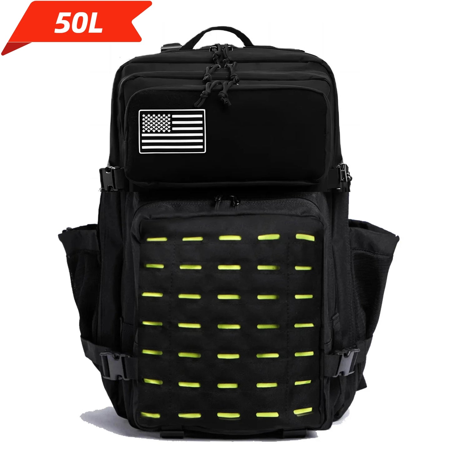 Tactical Backpack 25L/50L MOLLE Hiking Rucksack with Bottle Holders