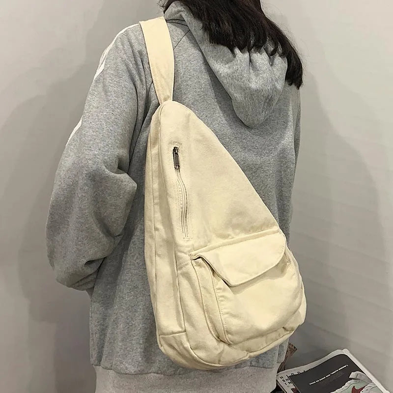 Canvas Crossbody Sling Bag – Unisex Multi-Pocket Shoulder Bag