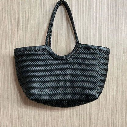 Woven Leather Tote Bag – Large Capacity Women's Shoulder Bag