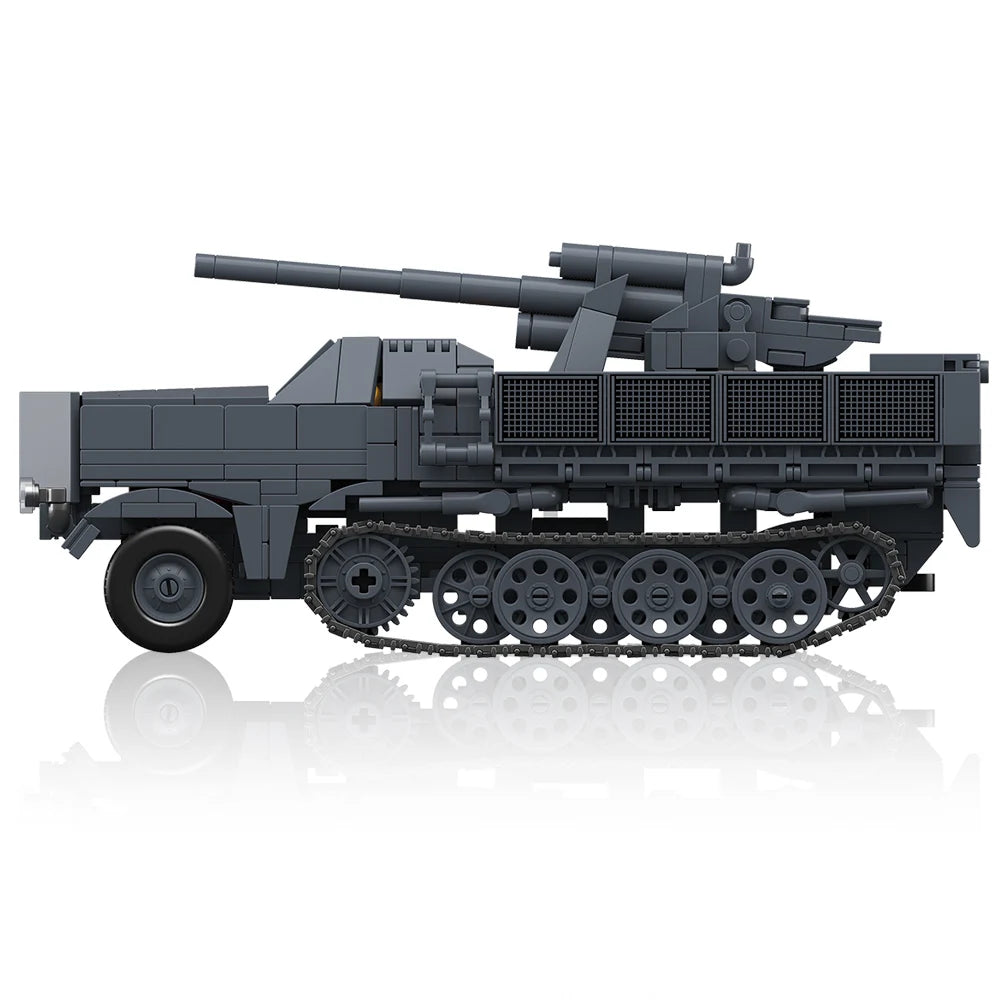 WWII 88mm Flak Gun Half-Track Military Building Blocks Set 726Pcs