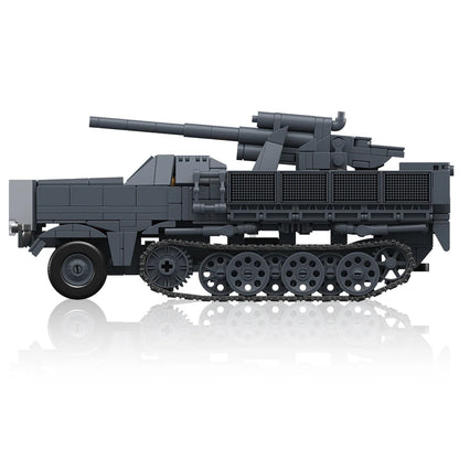 WWII 88mm Flak Gun Half-Track Military Building Blocks Set 726Pcs