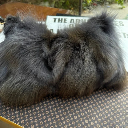 Real Fox Fur Woman Ladies Crossbody Bags Designer Luxury Handbags Women Handbag Shoulder Bag Fuzzy