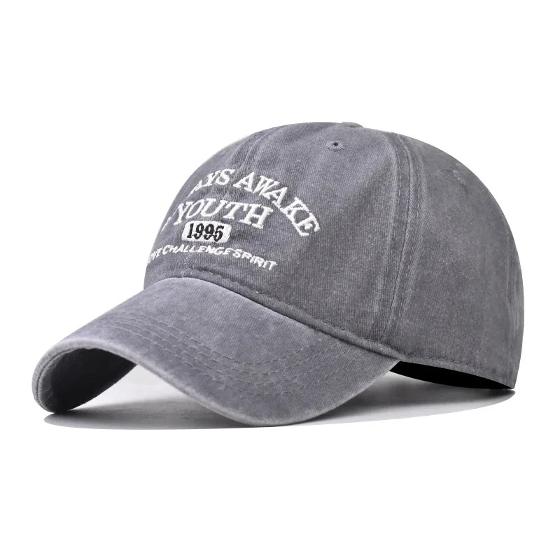 Vintage Baseball Cap – Letter Embroidery Washed Cotton Hat