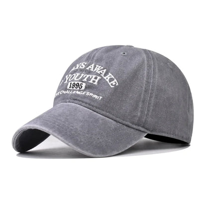 Vintage Baseball Cap – Letter Embroidery Washed Cotton Hat