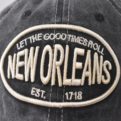 Vintage Washed Baseball Cap – New Orleans Embroidery Snapback