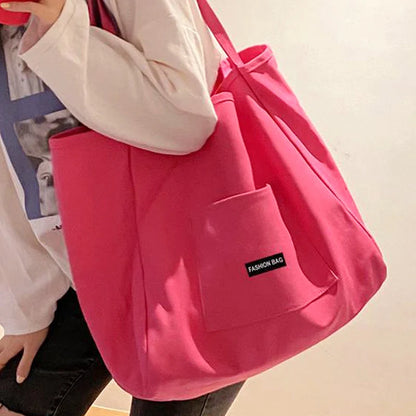 Canvas Tote Bag – Large Capacity Korean Style Shoulder Bag