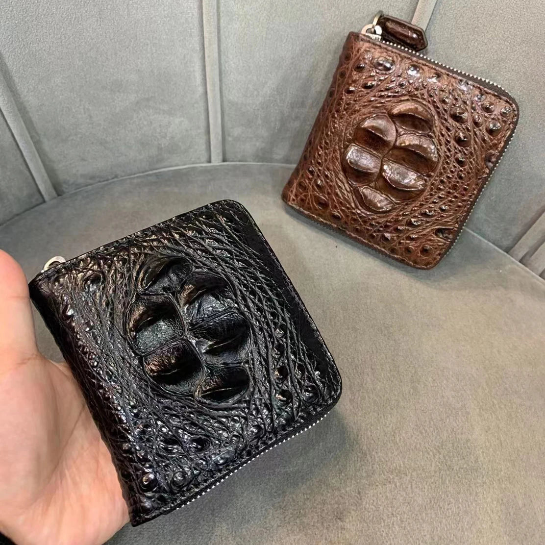 Luxury Crocodile Leather Zipper Wallet for Men