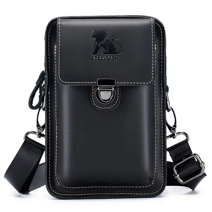 Men's Leather Phone Bag – Cowhide Belt Waist & Crossbody Bag
