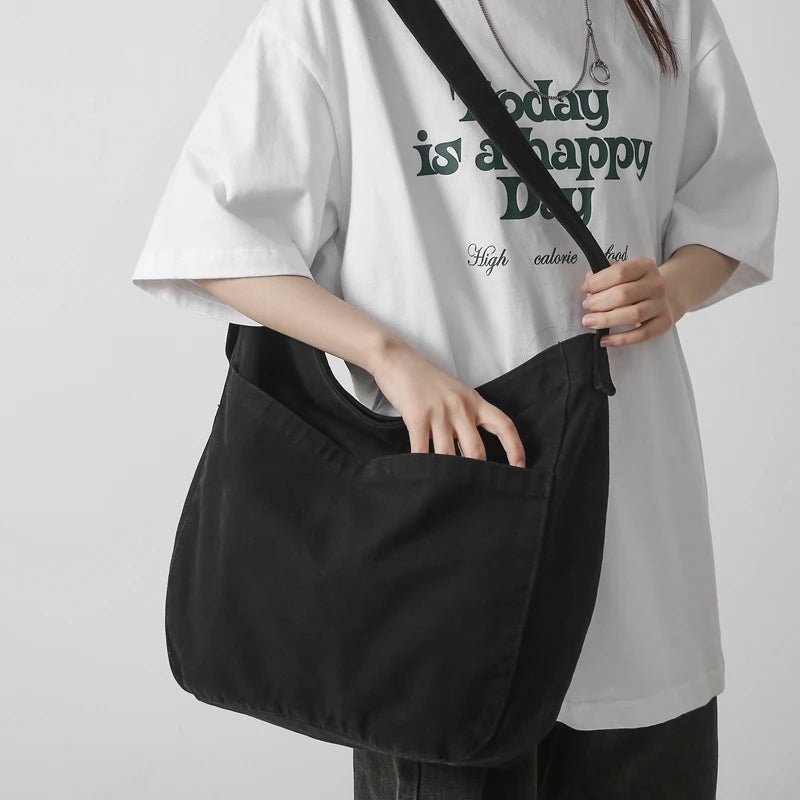 Canvas Crossbody Bag – Large Capacity Casual Shoulder Tote for Women