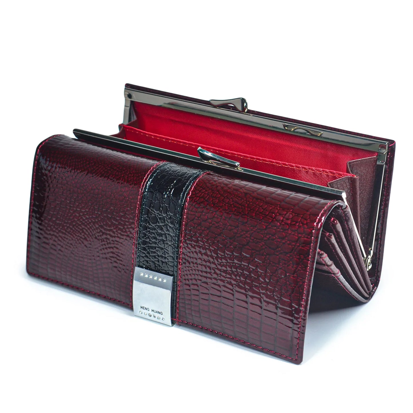 Alligator Patent Leather Long Wallet for Women – Multifunctional Clutch Purse