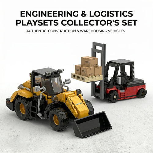 2-in-1 Forklift & Wheel Loader Building Blocks Set | Engineering Bricks