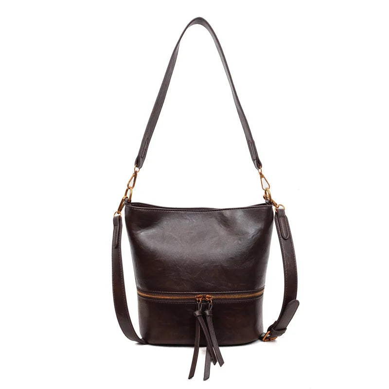 Cross-Border Retro Bag Women S Autumn Winter Versatile Commuter Shoulder Bucket Premium Messenger