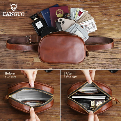 Genuine Leather Chest Bag – Adjustable Crossbody Fanny Pack