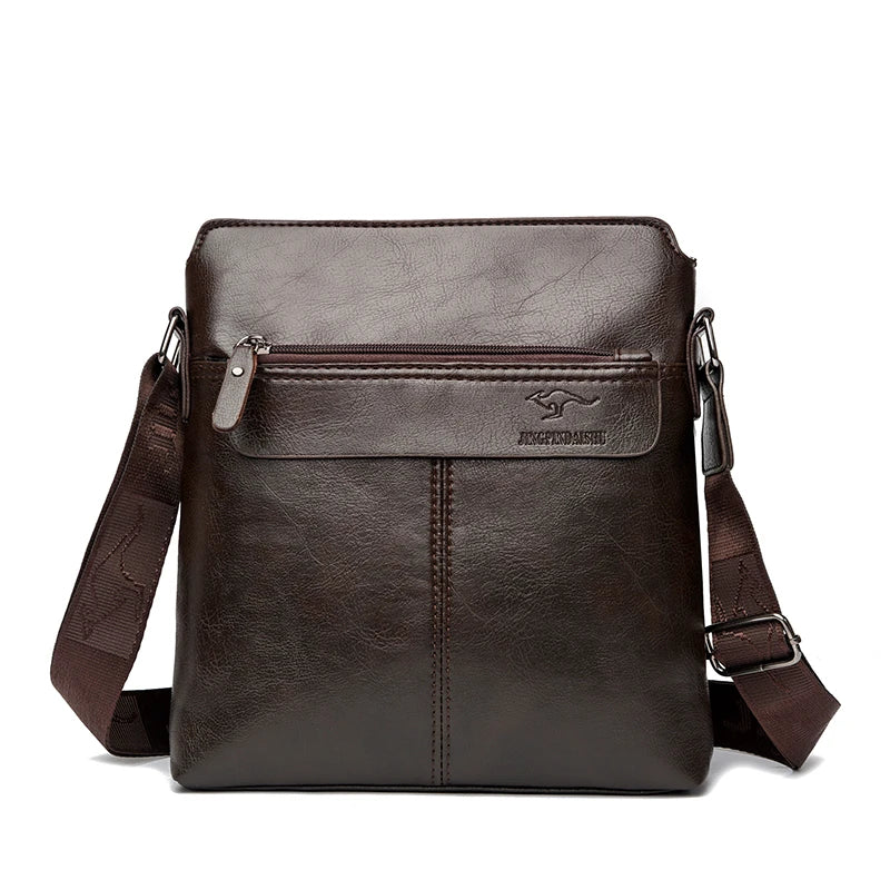 Men's Crossbody Messenger Bag – PU Leather Multi-Pocket Shoulder Bag