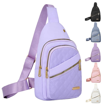 Quilted Crossbody Sling Bag for Women – Chest Bag with Earphone Hole