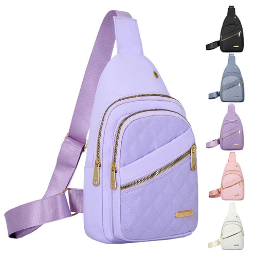 Quilted Crossbody Sling Bag for Women – Chest Bag with Earphone Hole