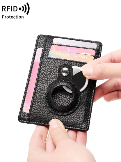 RFID Blocking Slim Card Wallet with AirTag Holder – Unisex