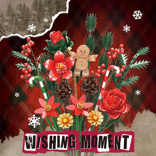 Christmas Flower Bouquet Building Blocks MOC Set – Gingerbread Man