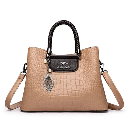 Luxury Leather Handbag for Women – Woven Handle Crossbody