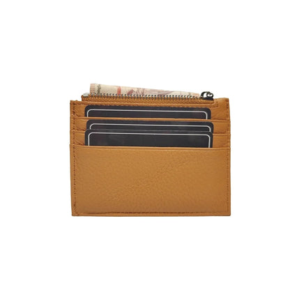 Genuine Leather Card Holder with Zipper Coin Purse – Slim Wallet