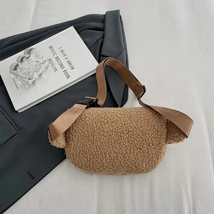 Women's Lamb Wool Chest Bag Large Capacity Crossbody Bag