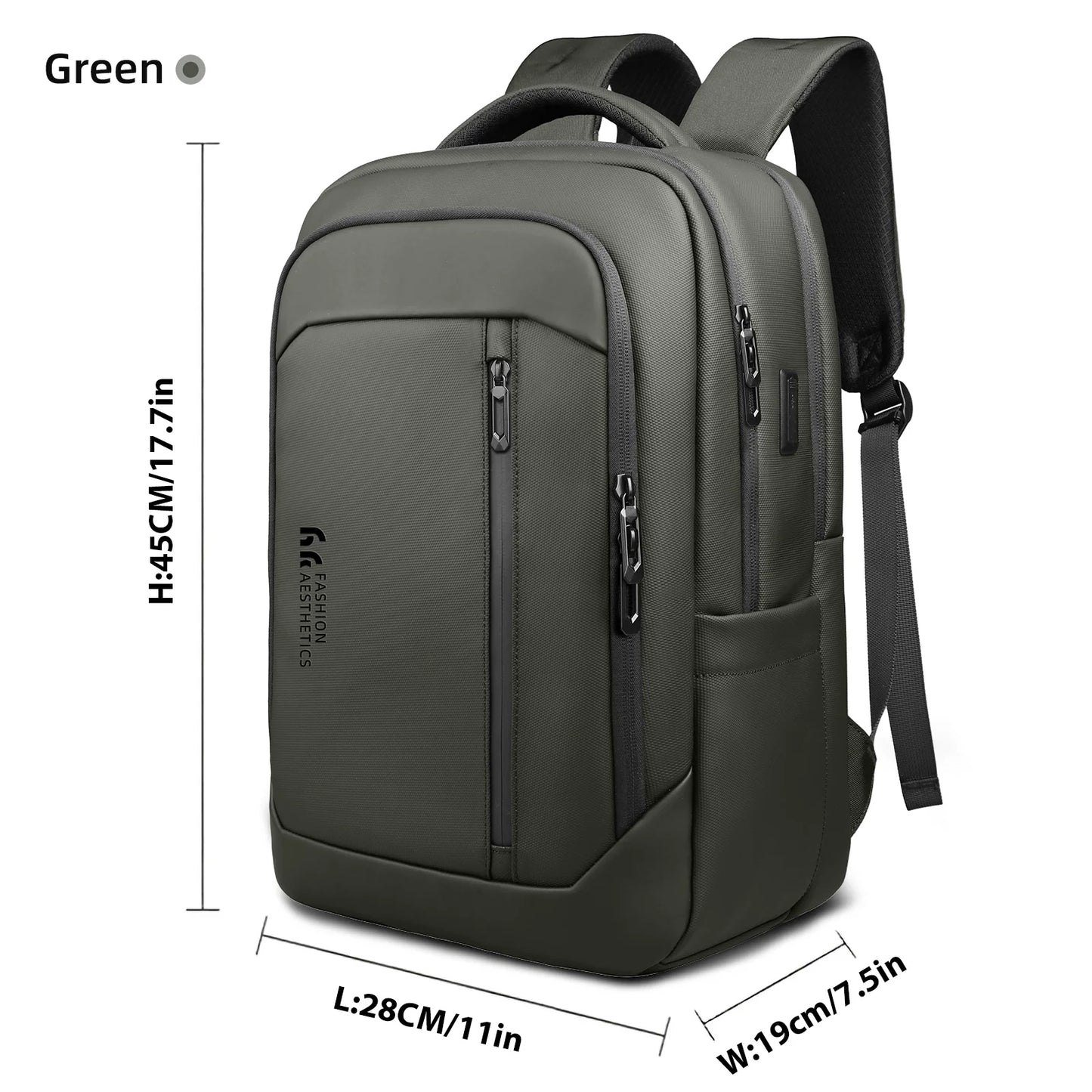 Business Laptop Backpack, Waterproof 17-Inch Bag with USB Port