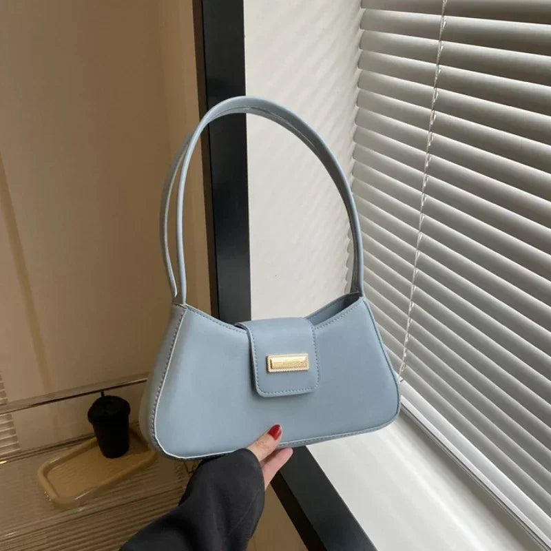 Minimalist Shoulder Bag for Women – Small Buckle Underarm Handbag