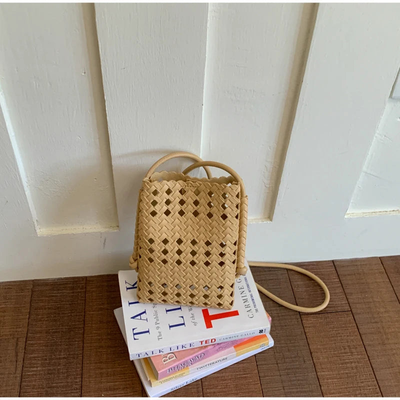 Hollow Woven Crossbody Bag – Women's Bohemian Phone Purse