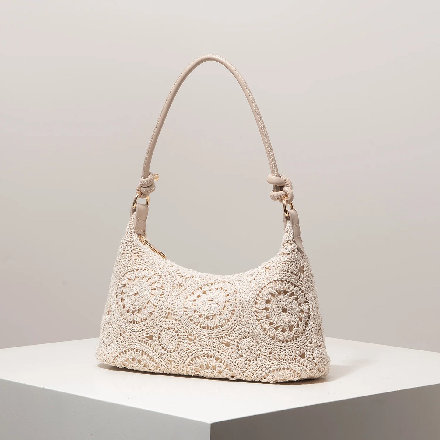 Boho Crochet Shoulder Bag – Floral Hollow-Out Summer Beach Bag