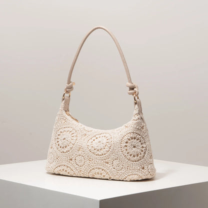 Boho Crochet Shoulder Bag – Floral Hollow-Out Summer Beach Bag