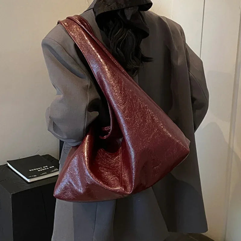 Large Capacity PU Leather Hobo Shoulder Bag for Women