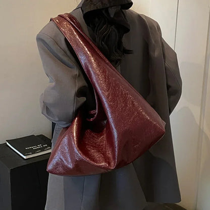 Large Capacity PU Leather Hobo Shoulder Bag for Women