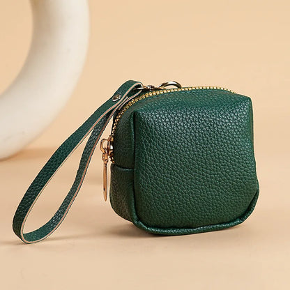 Mini PU Leather Coin Purse – Portable Wristlet Pouch with Key Ring