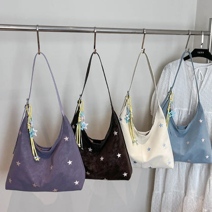 Star Embroidered Hobo Bag – Large Capacity Women's Shoulder Tote