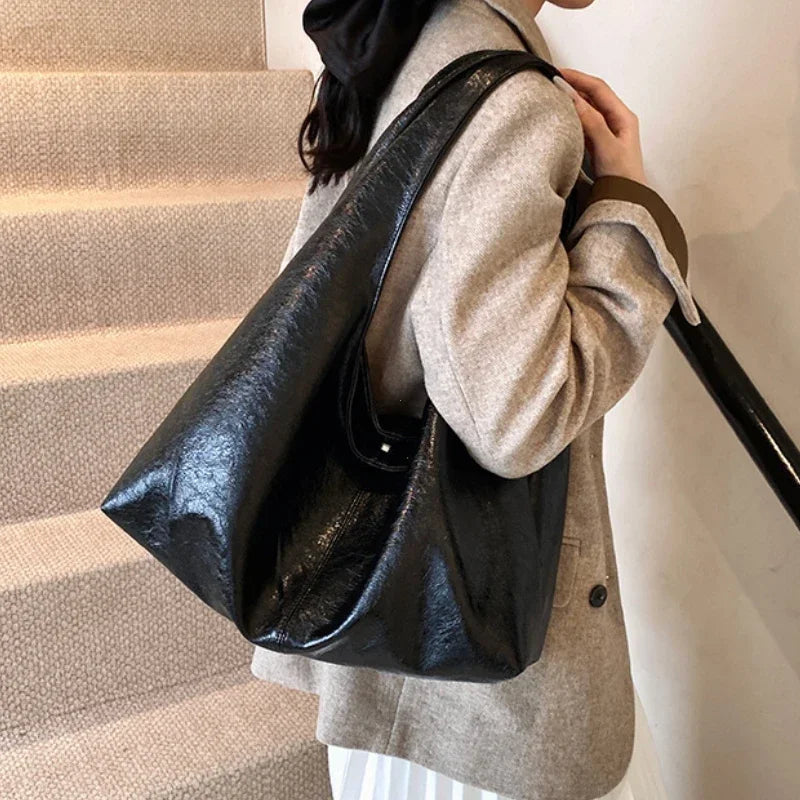 Large Capacity PU Leather Hobo Shoulder Bag for Women