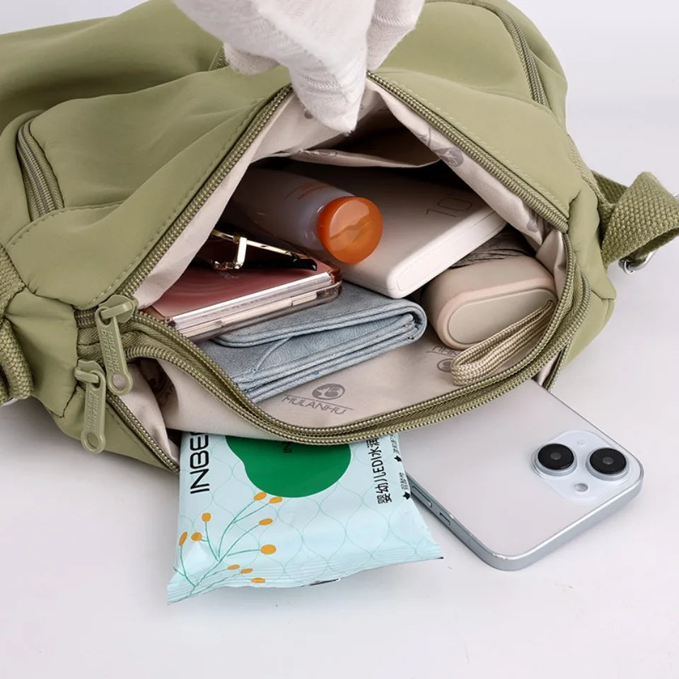Waterproof Nylon Crossbody Bag – Lightweight Multi-Pocket Shoulder Bag