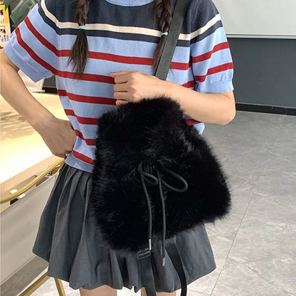 Fluffy Plush Women's Backpack – Soft Furry Mini Shoulder Bag