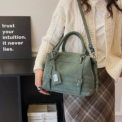 Faux Suede Leather Shoulder Bag for Women – Vintage Tote