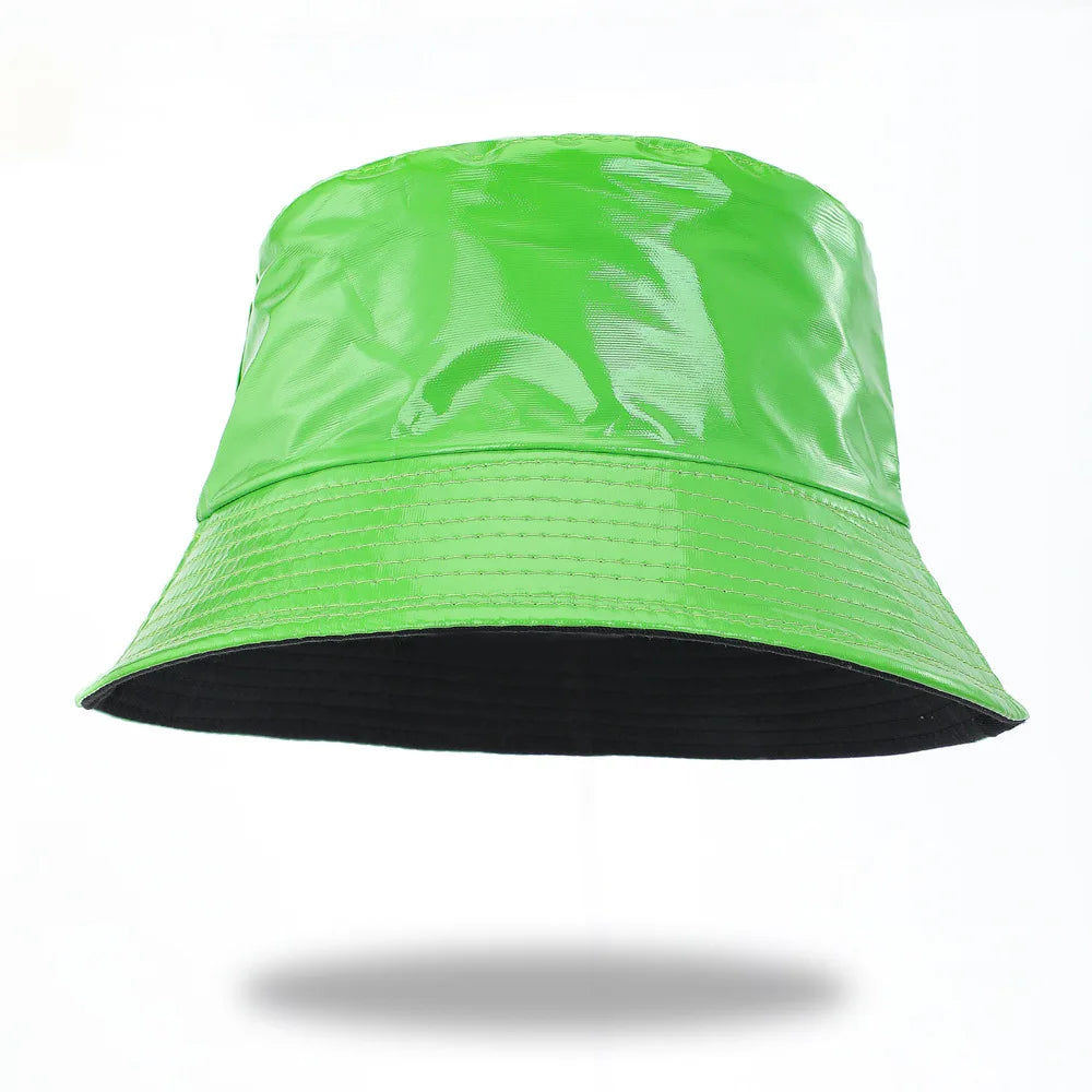 Reversible Faux Leather Bucket Hat for Women – Waterproof PU