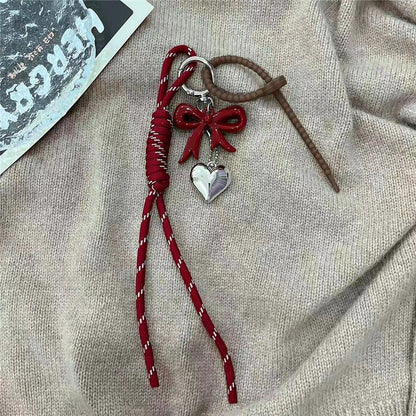 Cute Bag Charm Keychain with Mini Purse, Bow & Eiffel Tower Pendant