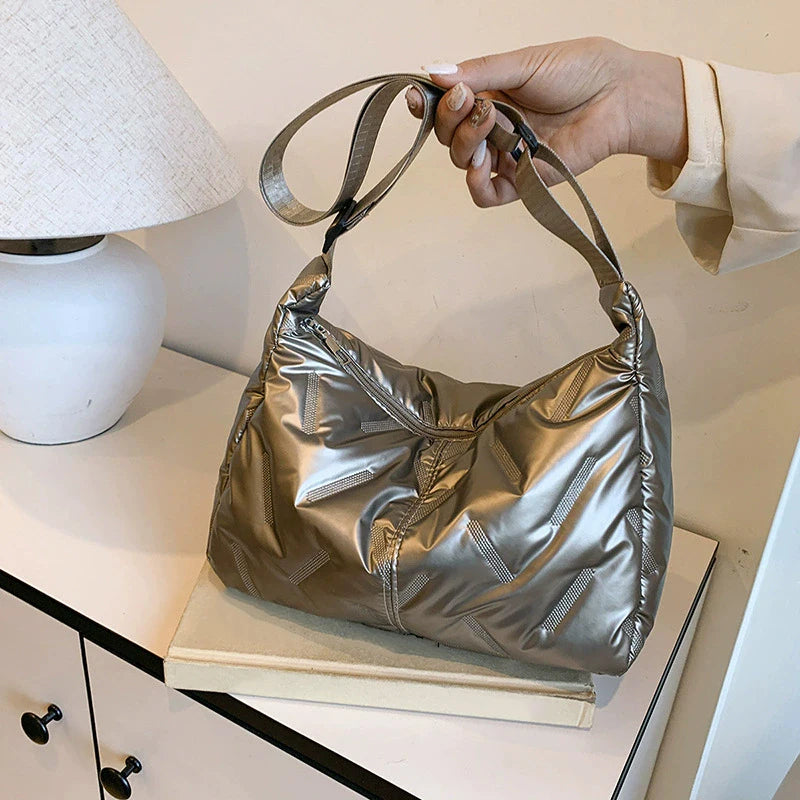Quilted Puffy Hobo Bag – Women's Large Padded Shoulder Tote
