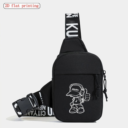 Men's Chest Bag with Music Boy 2D Print – Crossbody Sling Bag