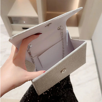 Pearl Chain Evening Bag – Luxury Silk Clutch Purse for Women