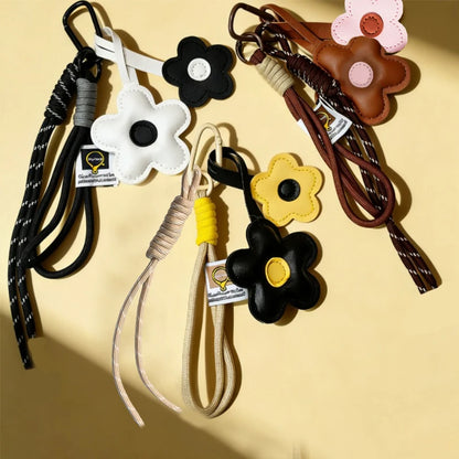 PU Leather Flower Keychain Bag Charm & Car Keyring