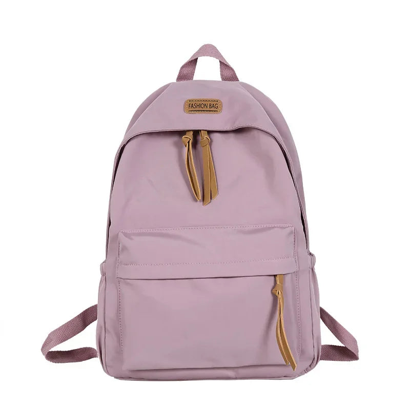 Large Capacity Women's School Backpack – Solid Color College Bag