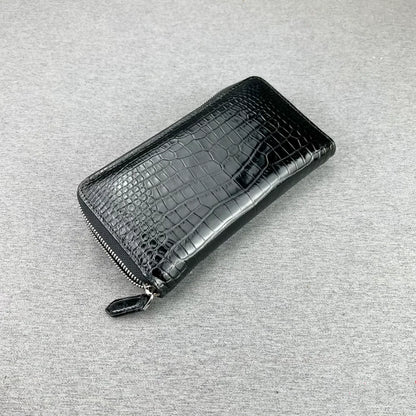 Genuine Crocodile Leather Long Zip-Around Wallet