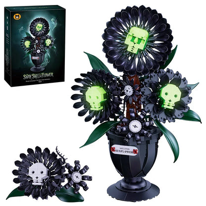 Skull Flower MOC Building Blocks Set – Gothic Skeleton Potted Plant