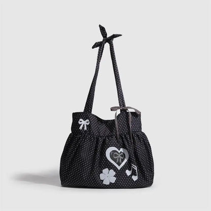 Cute Bow Polka Dot Nylon Tote Bag for Women