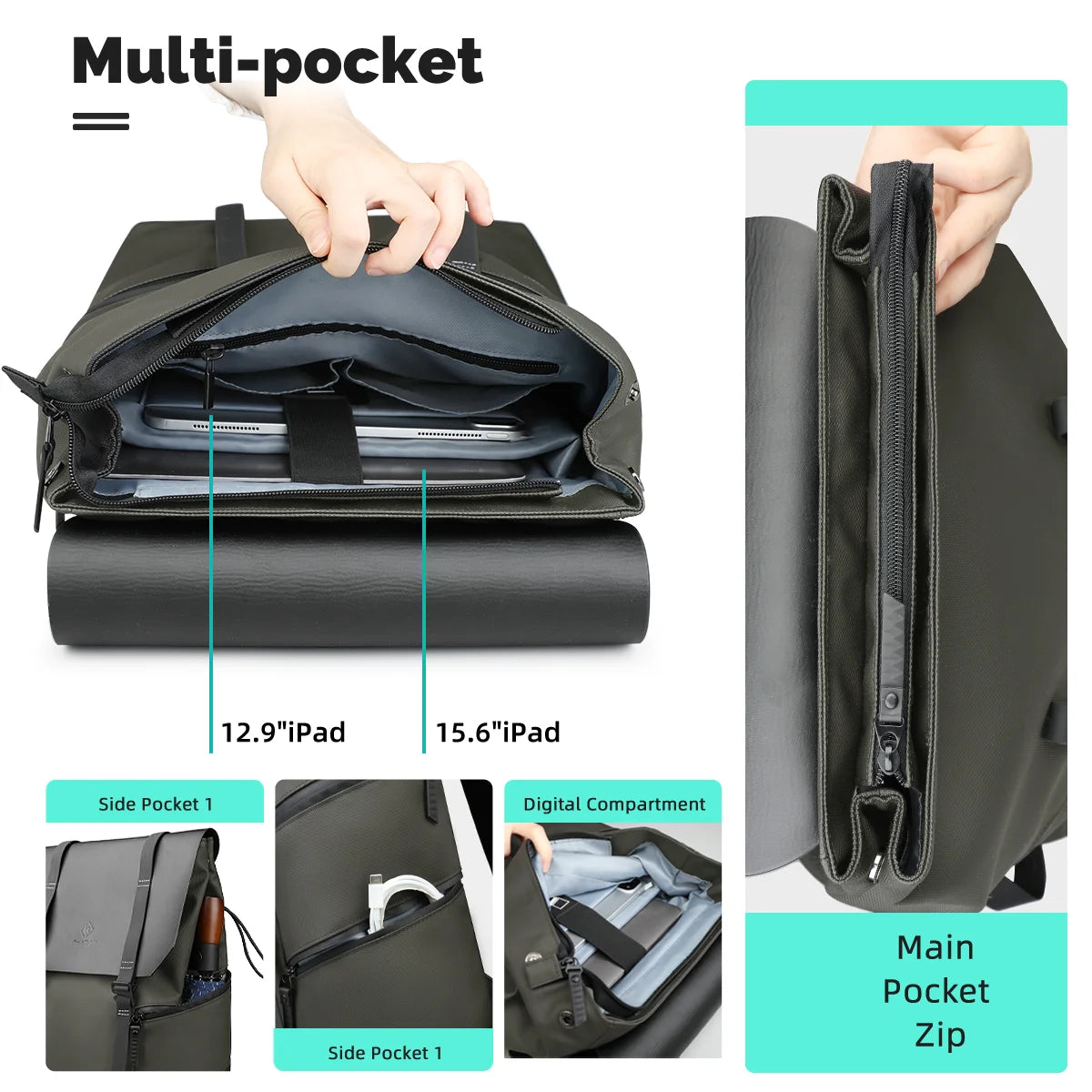 Large Travel Backpack for Men – Vintage Waterproof 15.6" Laptop School Bag