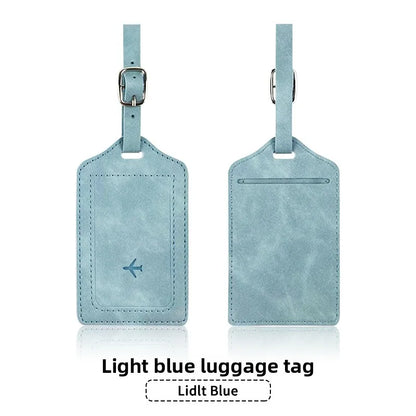 Leather Luggage Tag with Card Slot – Travel Baggage Label for Men & Women